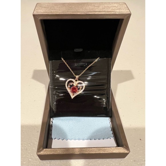 Heart Birthstone Pendant Necklaces for Women Ruby Red - Picture 2 of 5